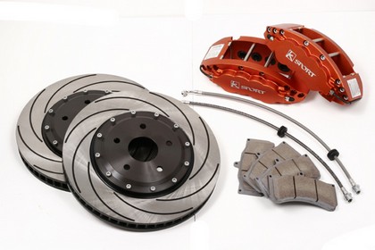 KSport Front Brake Kit - SuperComp 8 Piston - 16 Inch, Orange, Aluminum Calipers