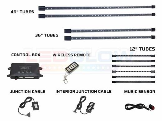 LEDGlow Wireless Remote LED Underbody Kit - 4-Piece Underbody and 6-Piece Interior (Green)