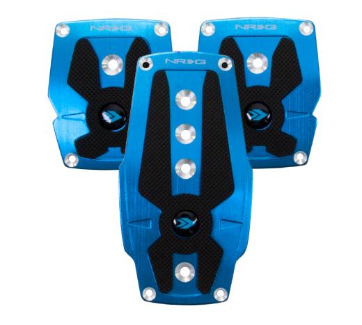 NRG Sport Pedal Kit - Brushed Blue Aliminum , Black Rubber Inserts Mt