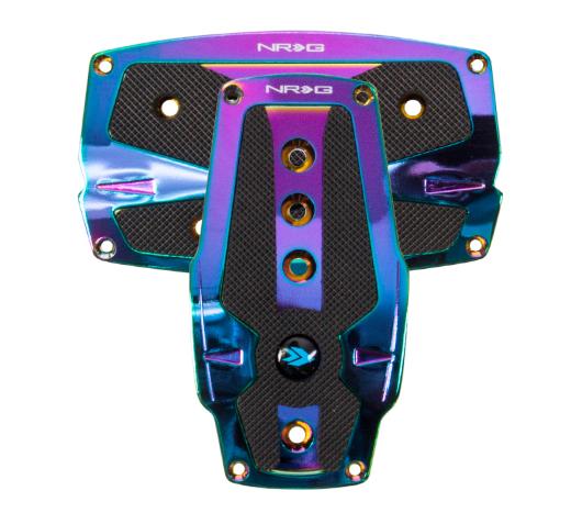 NRG Sport Pedal Kit - Aliminum, Neochrome, Black Rubber Inserts At