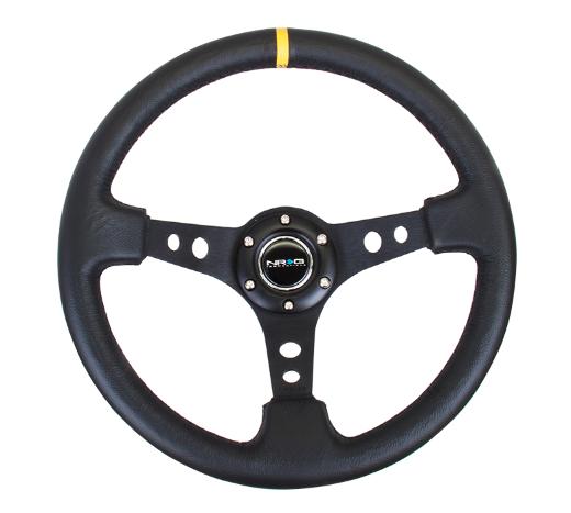 NRG Deep Dish Steering Wheel - Black Spoke with Yellow Center