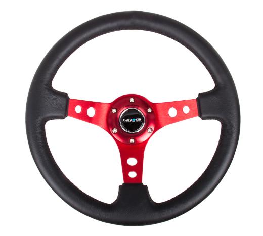 NRG Deep Dish Steering Wheel - Red Spoke