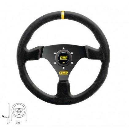 OMP Targa Steering Wheel- Black Suede Leather