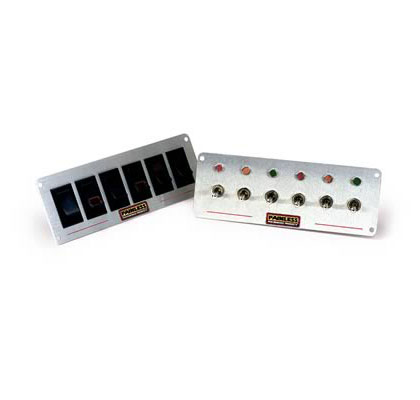 Painless Dash Panel - Mustang Rocker Switch Panel Kit (Includes 6 Lighted On/Off Switches, Color Coded TXL Wire, Stick On Labels, Push Button Type Button)