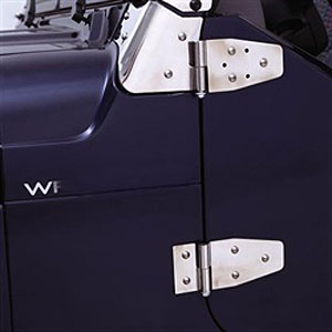Rampage Door Hinges for Full Steel Doors with Mirror Mount Holes - Stainless Steel
