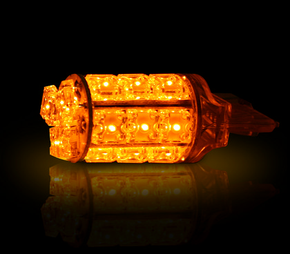 Recon 7440 (18 L.E.D.s on each bulb) 360 Degree L.E.D. Bulb - AMBER