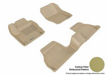 12-14 Focus (Dual Floor Hooks) 3D Maxpider Kagu Floormats - Tan - Set (3-Piece)