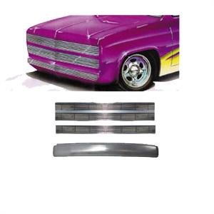 1981 to 1987 Chevrolet GMC C10 C20 C30, 1981 to 1987 Chevrolet GMC C10 C20 C30 Airbag It Front Steel Rollpan - With Phantom Billet