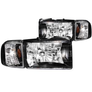 1994-2001 DODGE RAM W/O SPORT PACKAGE Anzo Crystal Headlights - Black