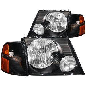 2002-2005 FORD  EXPLORER  Anzo Crystal Headlights - Black With Corner Lights - 2 - Piece
