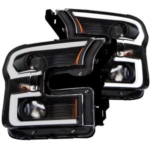 2015-2017 FORD F-150  Anzo Projector Headlights - With Plank Style Design Black With Amber