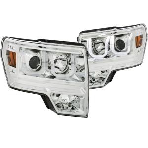 2009-2014 FORD F-150  Anzo Projector Headlights - With U-Bar Chrome Amber (HID TYPE) (WITHOUT HID KIT)
