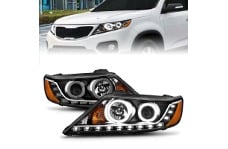 2011 Kia Sorento, 2013 Kia Sorento, 2012 Kia Sorento ANZO ANZ LED/Projector Headlights - Projector Headlights w/ Halo Black (CCFL)