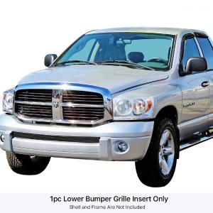 2006-2008 Dodge Ram Sport  Sport Model Tow Hook Must Be Removed APS Stainless Steel Lower Bumper Black Stainless Steel Billet Grille