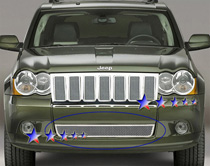09-10 Grand Cherokee (Only Fit SRT8 Model) APS Chrome Stainless Steel Lower Bumper Grille