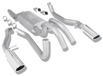 09-10 F150 4.6L/5.4L V8 2&4WD AT/MT EC CC SB,STB,LB Borla Stainless Steel Cat-Back Exhaust System, Pipe Diameter 2.5”/3”/2.25”, Tip Size 4” RD x 14”, Tip Style Single Round Rolled Angle Cut