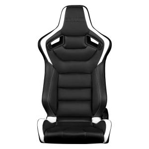 Universal (Can Work on All Vehicles) Elite Series Sport Seats - Black and White Leatherette