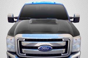 2011-2015 Ford Super Duty F250, 2011-2015 Ford Super Duty F350 F450 Carbon Creations Raptor Look Hood - 1 Piece