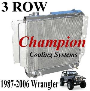 87-04 YJ 2.4, 2.4, V4, 4.0, 4.2, V6 Champion Aluminum Radiator - 3 Row