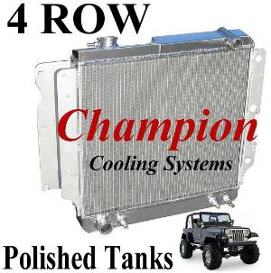 87-04 YJ 2.4, 2.4, V4, 4.0, 4.2, V6 Champion Aluminum Radiator - 4 Row