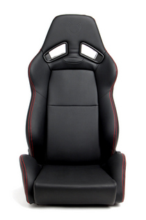 Universal (Can Work on All Vehicles) Cipher Auto Revo Racing Seats - All Black Leatherette with Red Outer Stitching
