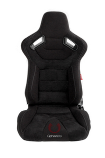 Universal (Can Work on All Vehicles) Cipher Auto Revo Racing Seats with Carbon Fiber Polyurethane Backing - All Black Suede and Fabric