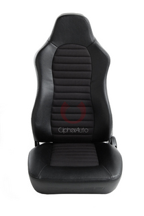 Universal (Can Work on All Vehicles) Cipher Auto Jeep Seats with Fabric Insert - Black Leatherette