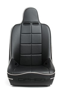 Universal Cipher Auto Fixed Bucket Suspension/Jeep Seats, Black Leatherette w/White Piping