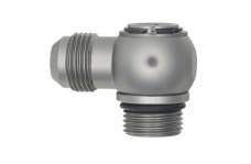 Universal DeatschWerks DW ORB to -AN Adapters - 10AN ORB Male to 10AN Male Flare Low Profile 90-Degree Swivel - Anodized DW Titanium