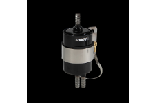 Universal DeatschWerks DW Fuel Pressure Regulators - 10 Micron 3/8in Barb Fuel Filter Regulator w/ Stainless Steel Body - Black
