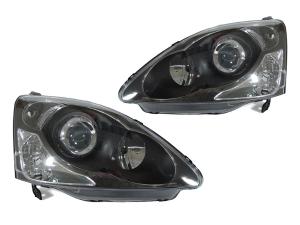 2002-2005 Honda Civic 3D Si Only DEPO Black Projector Headlights Set