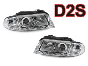 1999-2001 Audi B5 A4, 00-02 S4 DEPO Chrome Us Spec D2S Projector Headlights Set With Clear Corner