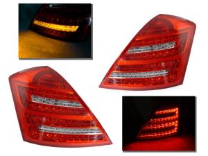 2007-2009 Mercedes W221 S-Class DEPO LED Facelift Look Red/Clear Tail Lights