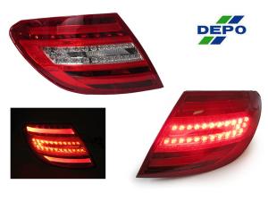 2008-2011 Mercedes W204 DEPO Red/Clear LED Lightsbar Tail Lights