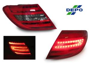 2008-2011 Mercedes W204 DEPO Red/Smoke LED Lightsbar Tail Lights