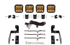 2018 Jeep Wrangler JK Diode Dynamics DIO LED Light Bars - SS5 4-Pod CrossLink Grille Lightbar Kit Sport - Yellow Combo