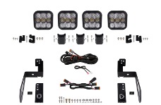 2018 Jeep Wrangler JK Diode Dynamics DIO LED Light Bars - SS5 4-Pod CrossLink Grille Lightbar Kit Pro - White Combo