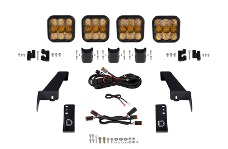 2018 Jeep Wrangler JK Diode Dynamics DIO LED Light Bars - SS5 4-Pod CrossLink Grille Lightbar Kit Pro - Yellow Combo