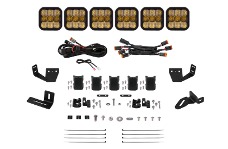 Universal Diode Dynamics DIO Roof Rack Mounting Kit - Prinsu/Sherpa Roof Racks SS5 6-Pod CrossLink Mounting Kit - Sport Yellow Combo