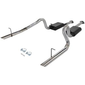 94-97 Ford Mustang Cobra 4.6L/5.0L, 94-97 Ford Mustang GT 4.6L/5.0L Flowmaster American Thunder Cat-Back Exhaust System - Dual Rear Exit with Super 44 Series Mufflers and Stainless OEM Style Tips - Aluminized Tubing