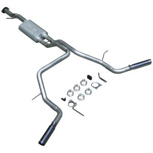 2007 - 2008 GMC YUKON SLE V8 5.3 FLEX FI, 2007 - 2008 GMC YUKON SLE V8 5.3 GAS FI, 2007 - 2008 GMC YUKON SLT V8 5.3 FLEX FI, 2007 - 2008 GMC YUKON SLT V8 5.3 GAS FI, 2007 CHEVROLET TAHOE LS V8 4.8 GAS FI, 2007 CHEVROLET TAHOE LS V8 5.3 FLEX FI, 2007 CHEVROLET TAHOE LS V8 5.3 GAS FI, 2007 CHEVROLET TAHOE LT V8 5.3 FLEX FI, 2007 CHEVROLET TAHOE LT V8 5.3 GAS FI, 2007 CHEVROLET TAHOE LTZ V8 5.3 FLEX FI, 2007 CHEVROLET TAHOE LTZ V8 5.3 GAS FI, 2007 GMC YUKON SLE V8 4.8 GAS FI Flowmaster American Thunder Cat-Back Exhaust System - Dual Side Exit with Super 50 Series Muffler and 3 Logo Embossed Stainless tips