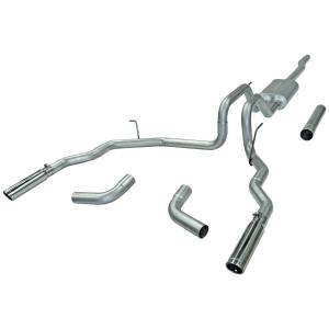 04-08 F150 4.6 V8,  04-08 F150 5.4 V8, 04-08 Mark LT 4.6 V8,  04-08 Mark LT 5.4 V8 Flowmaster Cat-back System 409S - Dual Rear/Side Exit - Force II - Mild Sound