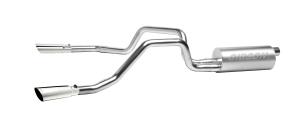 • 10-13 Chevy Silverado 1500 Crew Cab, Short Bed, 4.8L-5.3L-6.0L, • 10-13 Chevy Silverado 1500 Extended Cab, Standard Bed 4.8L-5.3L 2/4WD Gibson® Dual Split Rear Exhaust System - Stainless Steel