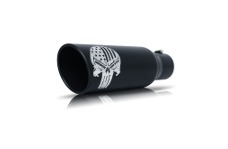 Universal Gibson GIB Tip - Rolled Edge - Patriot Skull Rolled Edge Angle-Cut Tip - 5in OD/2.75-3in Inlet/12in Length - Black Ceramic