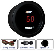 All Cars (Universal), All Jeeps (Universal), All Muscle Cars (Universal), All SUVs (Universal), All Trucks (Universal), All Vans (Universal) Glowshift Red Digital Boost Gauge (60 PSI)