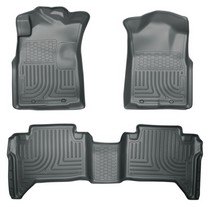 05-15 Toyota Tacoma Double Cab Pickup Husky Floor Liners - Front & 2nd Seat (Footwell Coverage), Grey