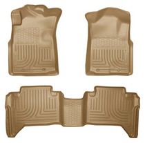05-15 Toyota Tacoma Double Cab Pickup Husky Floor Liners - Front & 2nd Seat (Footwell Coverage), Tan