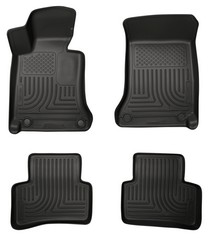 08-13 Mercedes-Benz C-Class 4 Door Husky Floor Liners - Front & 2nd Seat (Footwell Coverage), Black