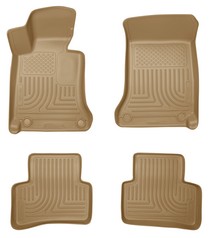 08-13 Mercedes-Benz C-Class 4 Door Husky Floor Liners - Front & 2nd Seat (Footwell Coverage), Tan