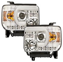 14-15 GMC Sierra In Pro Car Wear Head Lamps Projector with Rings - Chrome